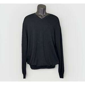Joseph Abboud XLT Tall Extra Fine Merino Wool Black Sweater V-Neck Long Sleeve